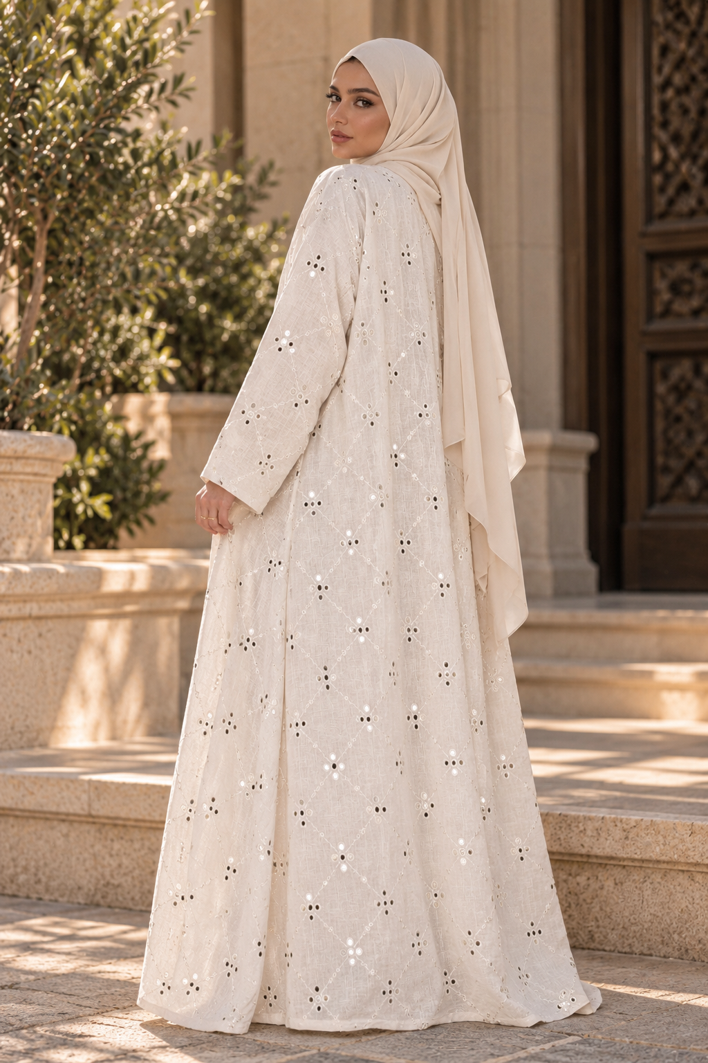 Cream Linen Abaya