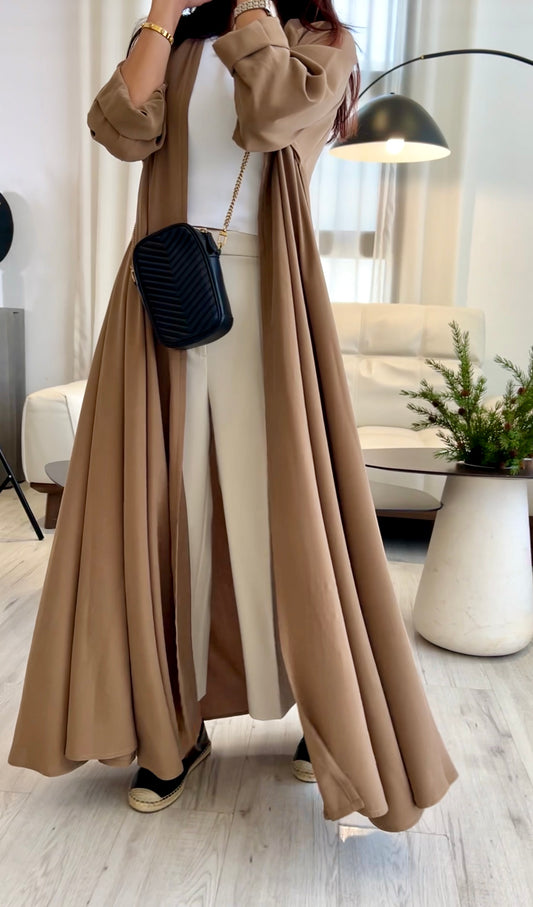 Mocha flowy abaya, front product