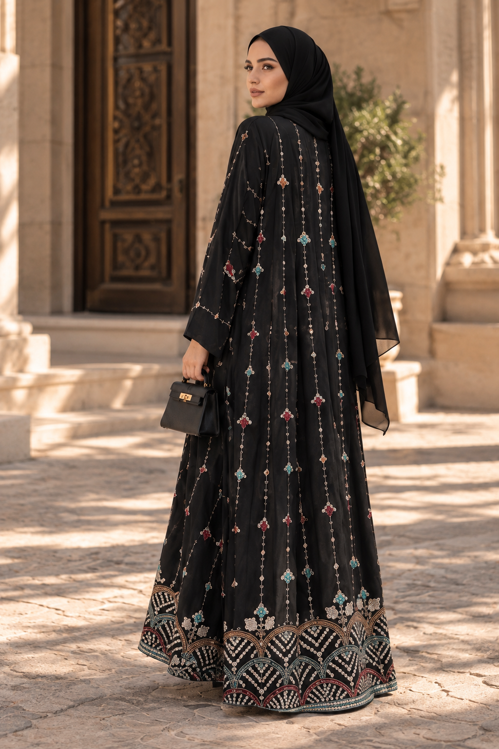 Black Embroidered Abaya