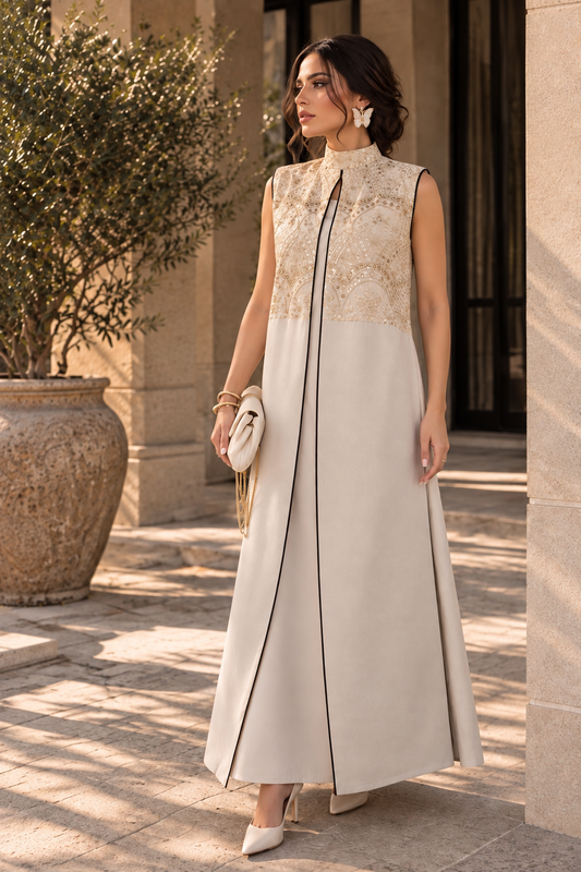 Embroidered Vest Abaya