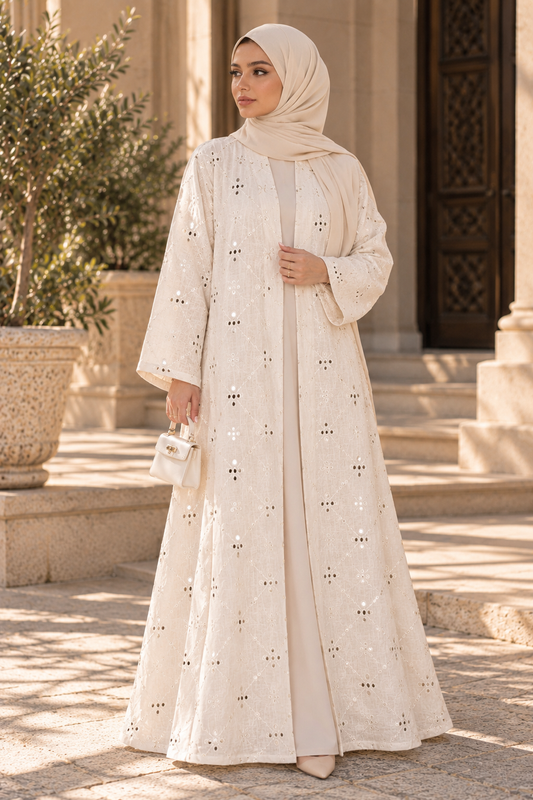 Cream Linen Abaya