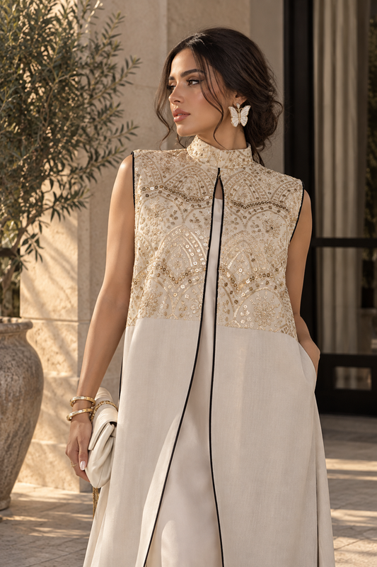 Embroidered Vest Abaya