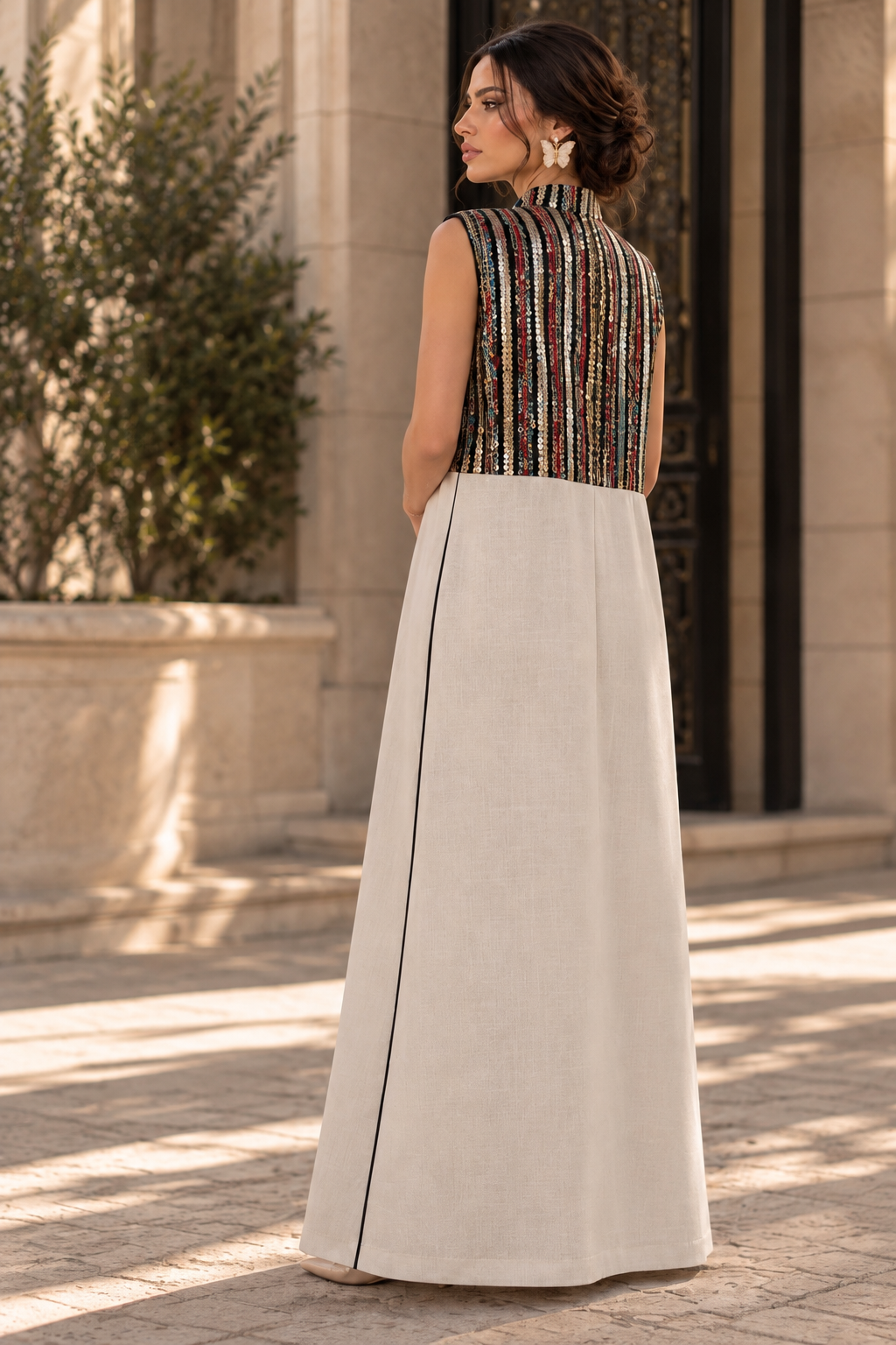 Embroidered Vest Abaya