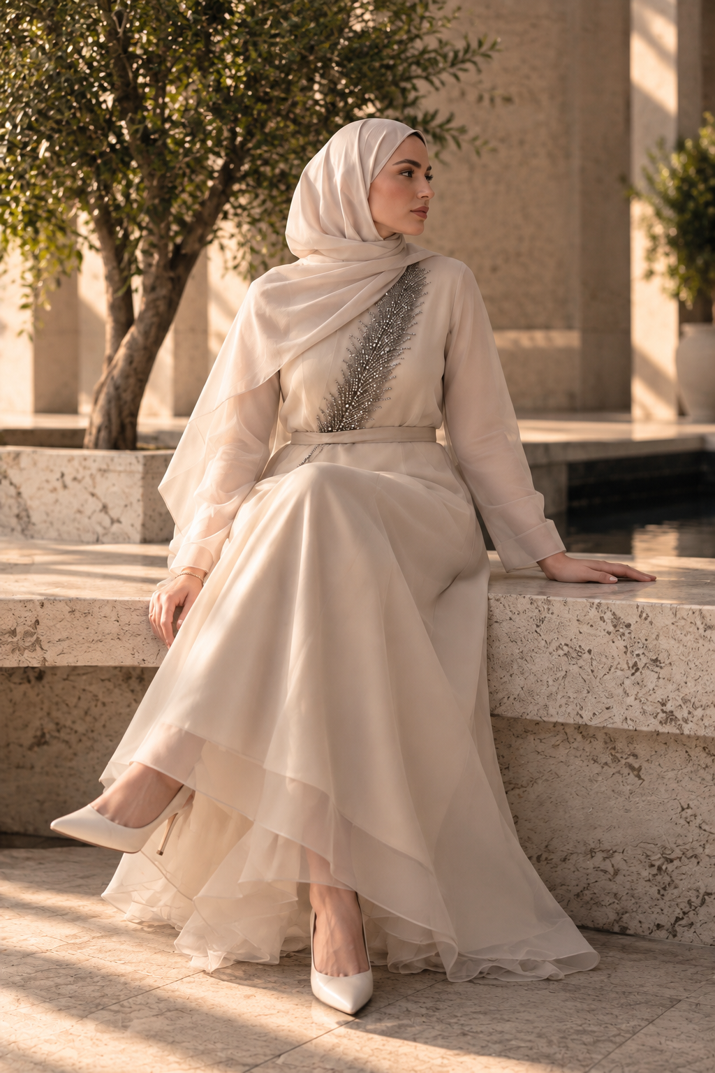 Organza Embroidered Abaya