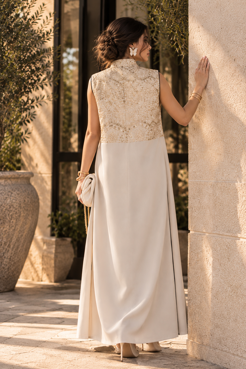 Embroidered Vest Abaya