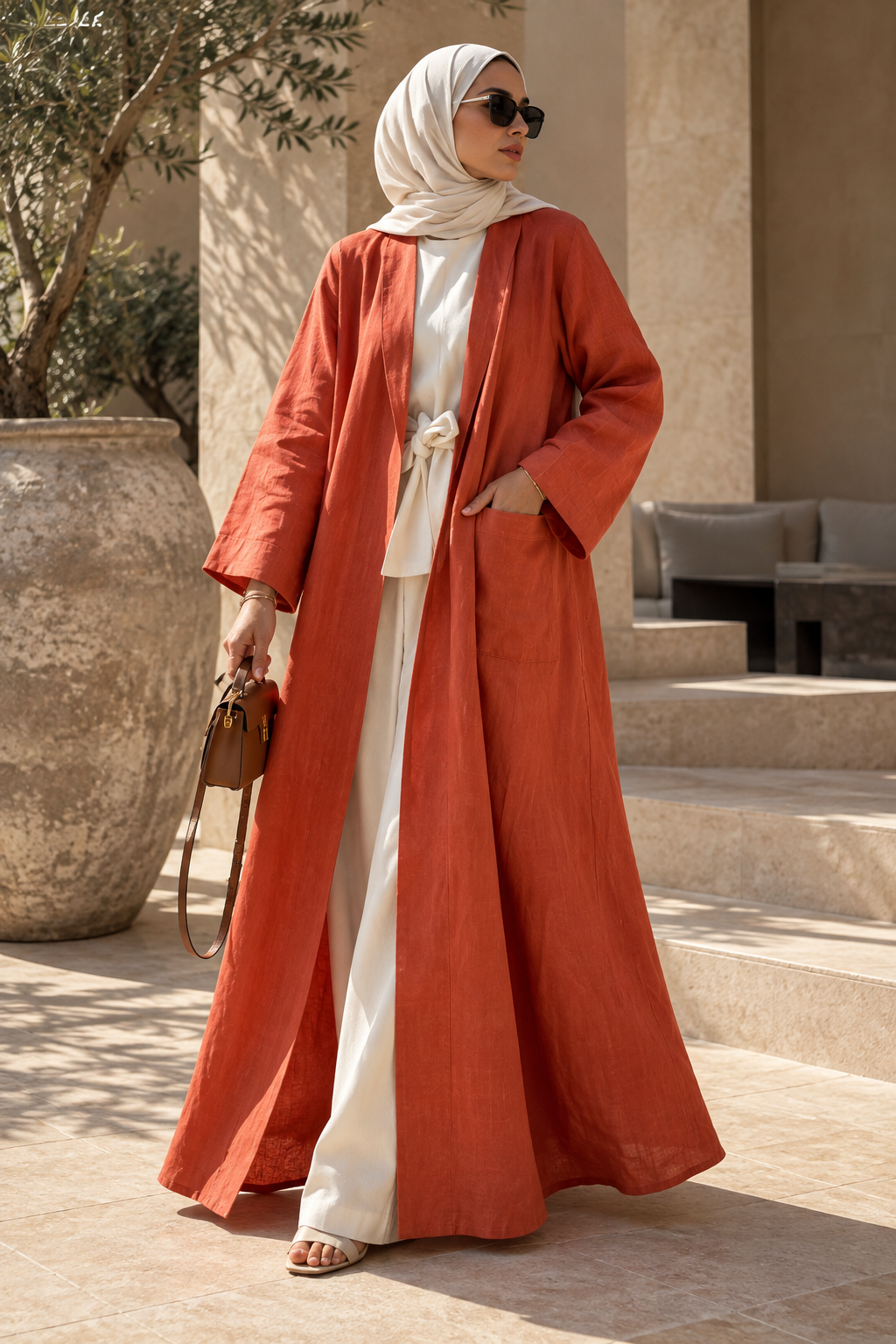 Mandarin Linen Abaya