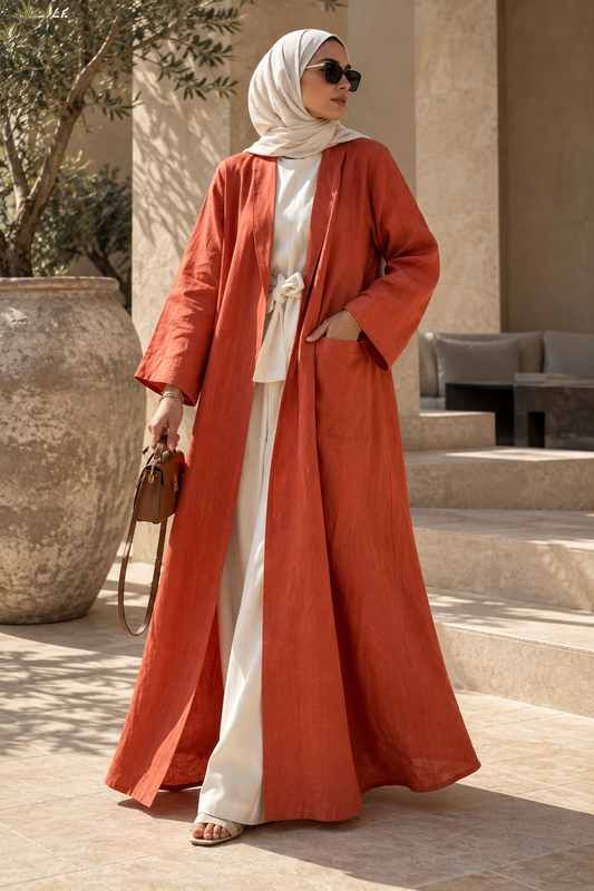 Mandarin Linen Abaya