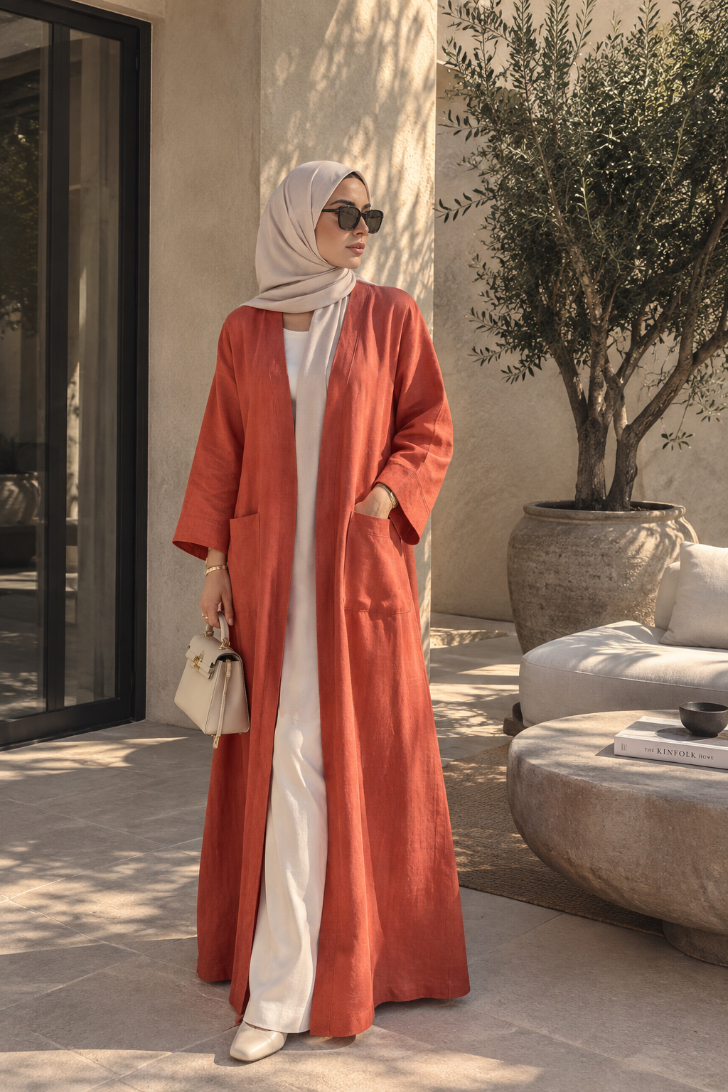 Mandarin Linen Abaya