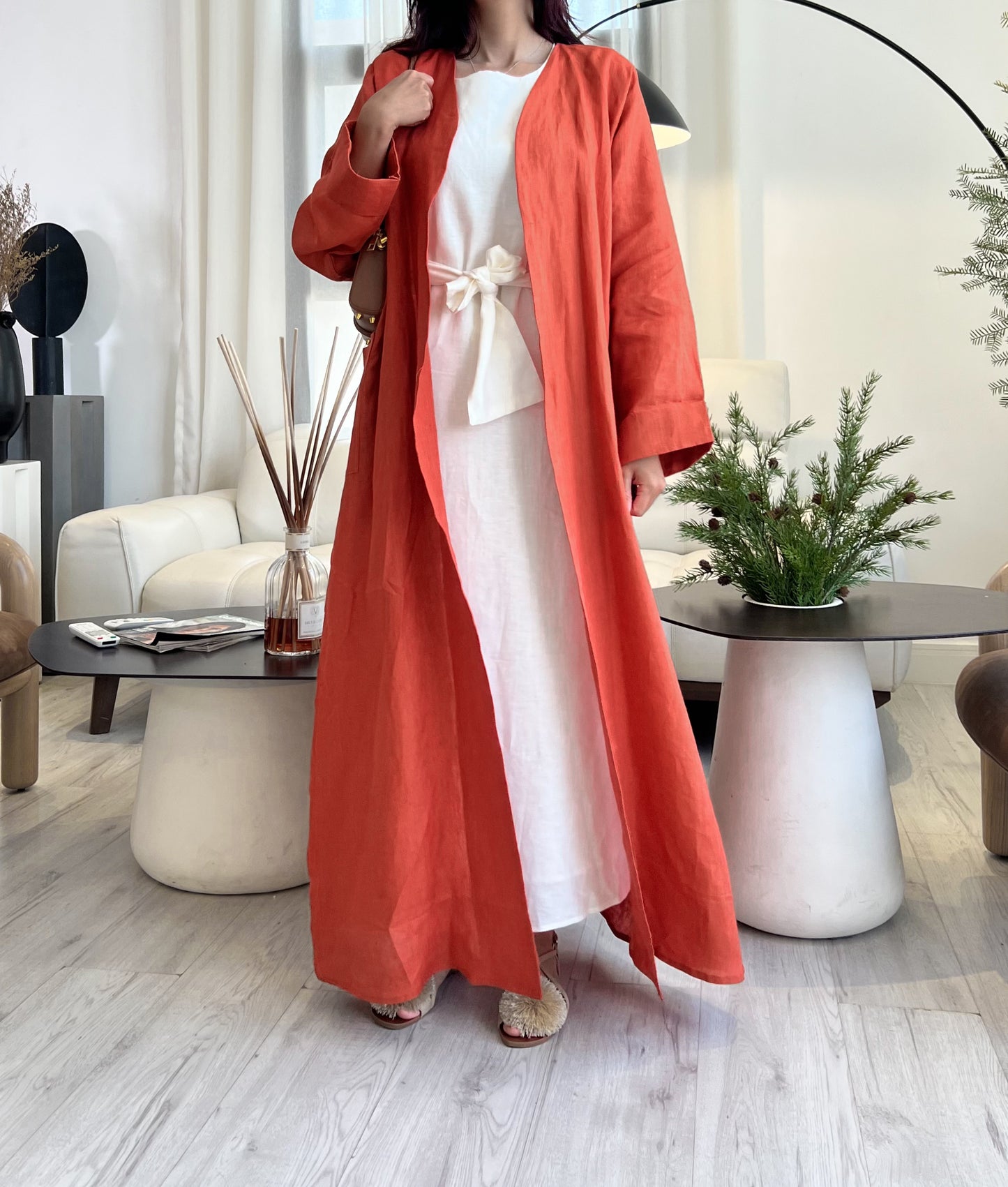 Mandarin Linen Abaya