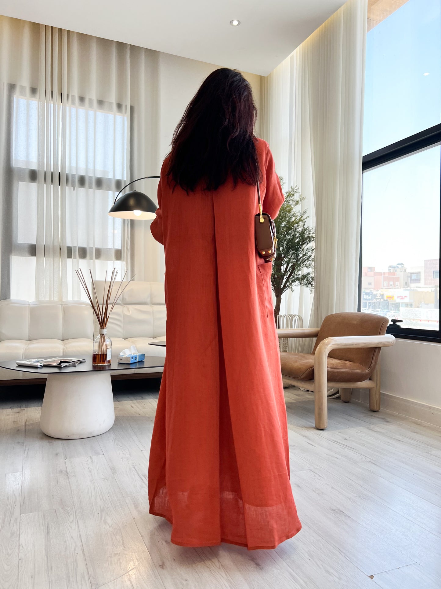 Mandarin Linen Abaya