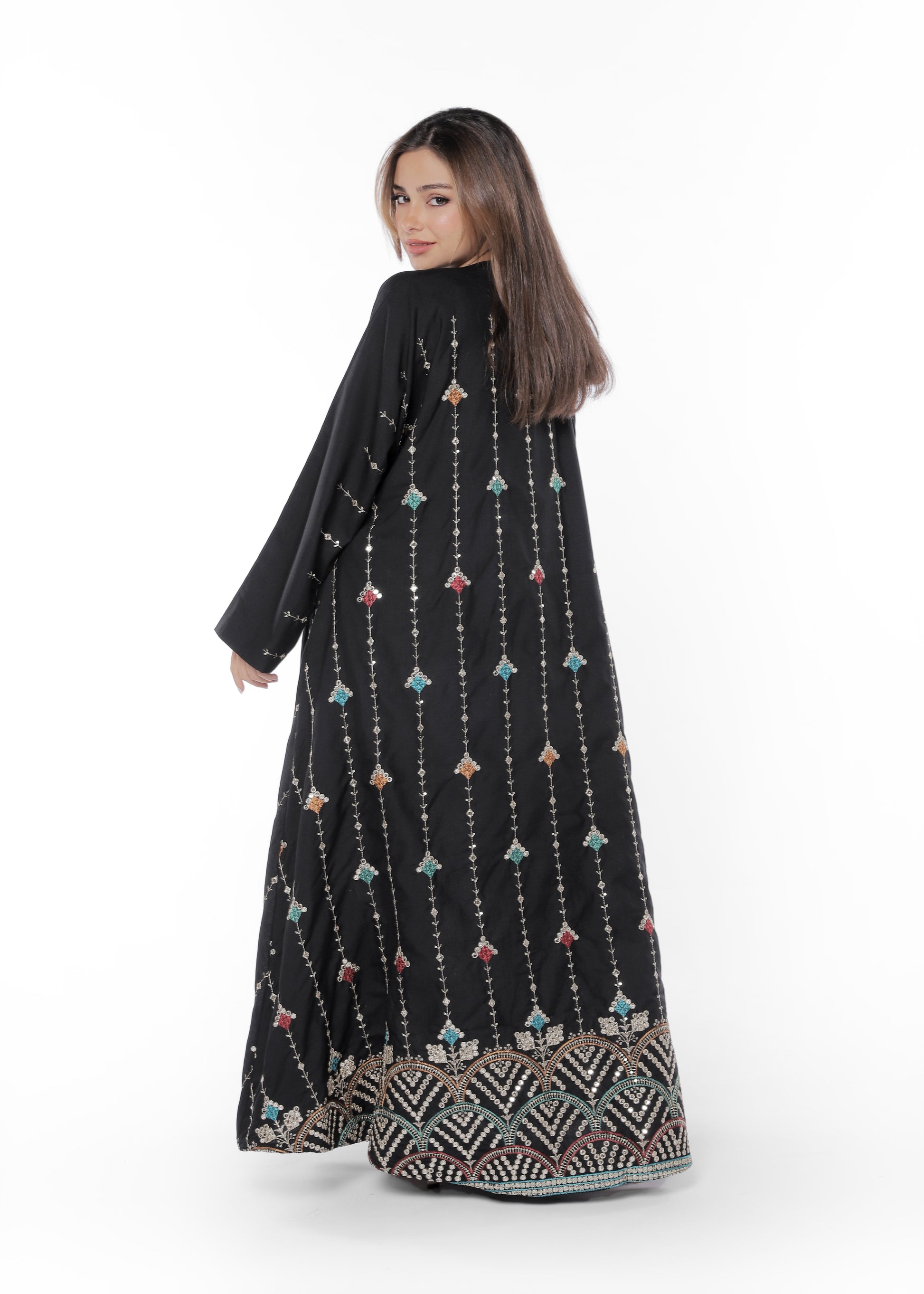 Black Embroidered Abaya, Back product