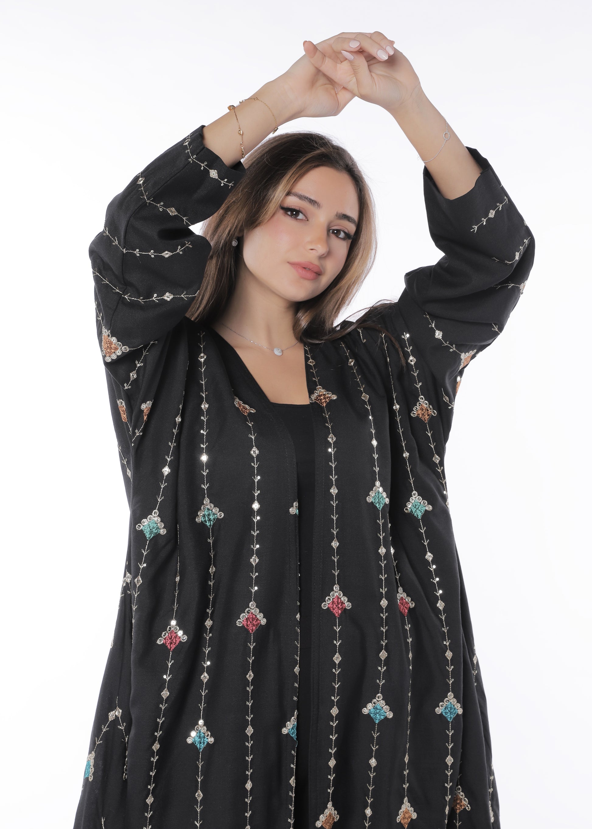 Black Embroidered Abaya, detail product